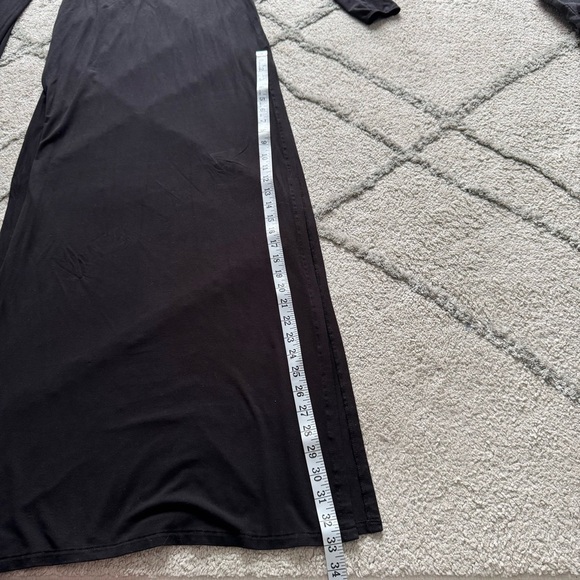 Travis Taddeo Amy maxi black dress long sleeve side slits sexy fitted medium - Picture 7 of 15